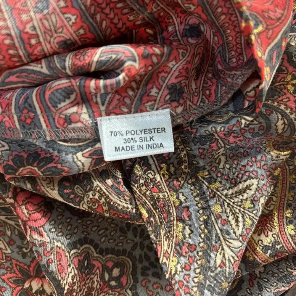 Silk Blend Dakota Designs Hippy Boho Paisley Gold toned Details Size M - Picture 11 of 11